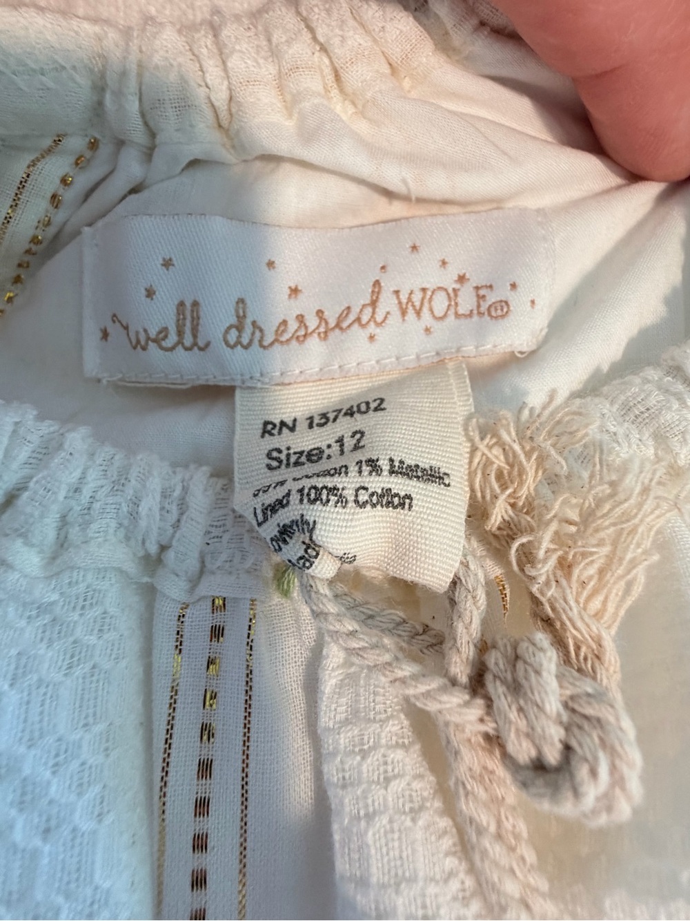Well Dressed Wolf Cream Two-Piece Set with Gold Accents size 12 NWT - Picture 7 of 9